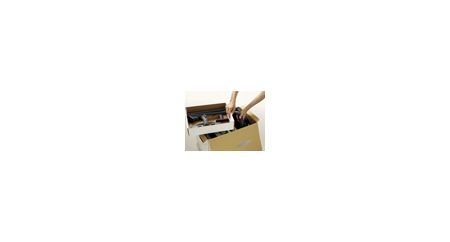 Plastified carton box with accessory tray