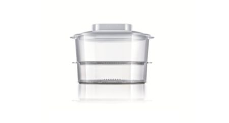 2 baskets to steam several ingredients at once