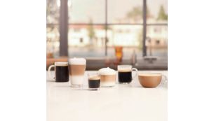 Enjoy 6 beverages at your fingertips, including cappuccino