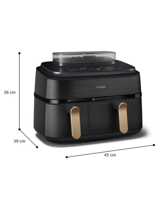 Airfryer, air fryer, dual basket, steam, RapidAir Plus, 5000 Series, NA552, NA552_00, NA552/00, NA552_09, NA552/09, stainless black and copper​