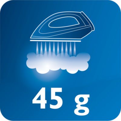 Steam output of up to 45 g/min for better crease removal