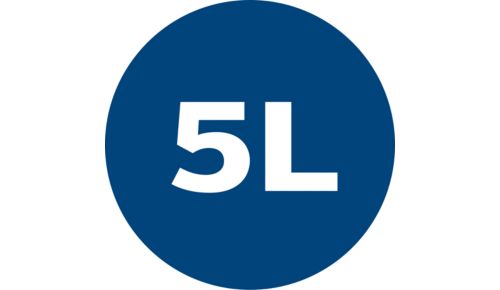Stofcapaciteit van 5 l voor langer schoonmaken