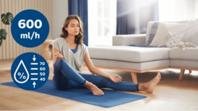 Автоматичне зволоження до 600 мл/год за допомогою 4 налаштувань