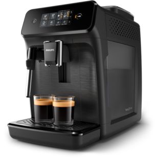 Série 1200 Noir mat Machine expresso broyeur, 2 boissons, mousseur lait