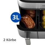Zwei Körbe, unzählige Möglichkeiten: Airfryen, Dampfgaren – oder einfach beides gleichzeitig!