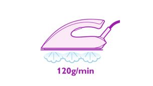 D&eacute;bit vapeur continu jusqu'&agrave; 120&nbsp;g/min