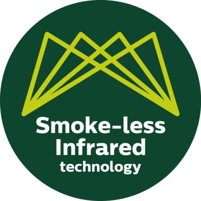 Avanzada tecnología de calor infrarroja para hasta un 80 % menos de humo
