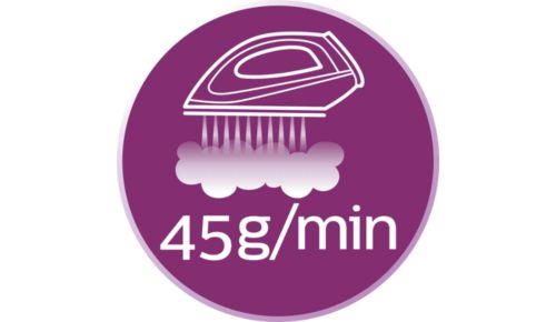 Stoomproductie tot 45 g/min. voor gladdere strijkresultaten