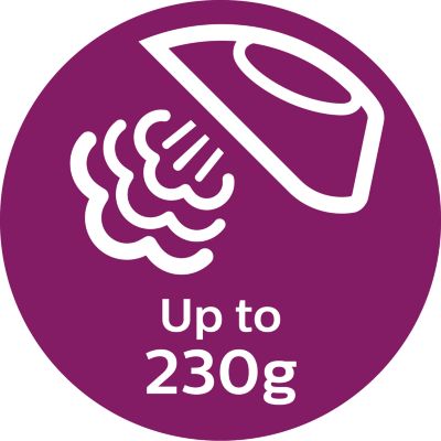 Salida de vapor de hasta 230 g para eliminar con facilidad arrugas rebeldes