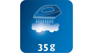 D&eacute;bit vapeur continu jusqu'&agrave; 35&nbsp;g/min