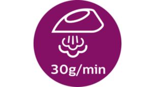 Steam output up to 30 g/min for strong, steady performance