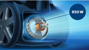 Motor 850 W untuk daya hisap yang kuat