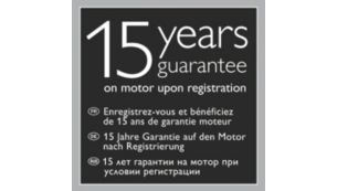 15-year guarantee on the motor