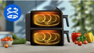 Knusprig und gleichm&auml;&szlig;ig gegart mit bis zu 90% weniger Fett**