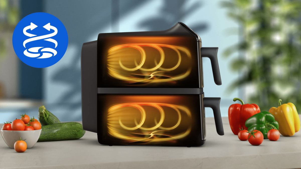 Crispy and evenly cooked with up to 90% less fat**