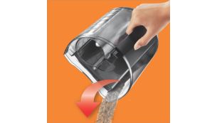 Advanced dust container design for easy to emptying