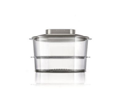 Duas cestas para cozinhar a vapor vários ingredientes de uma só vez