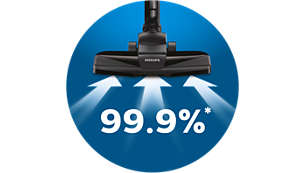 99,9 % støv opsamling* betyder effektiv rengøring
