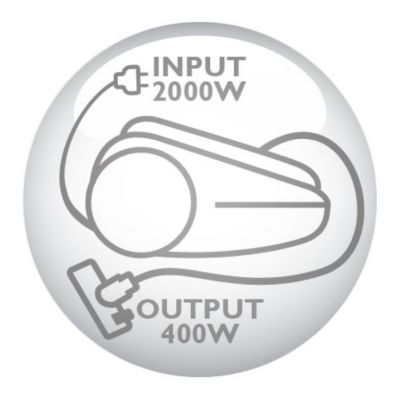 2000 vatu motors ģenerē maks. 400 vatu sūkšanas jaudu