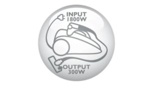 1800 瓦馬達可產生高達 300 瓦的吸力