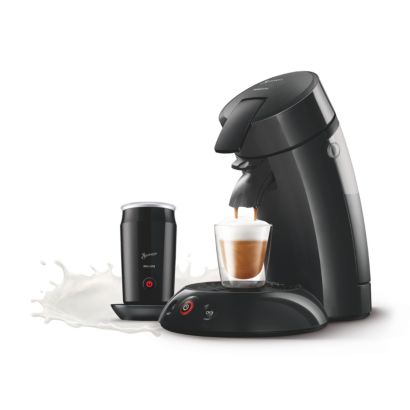 Kaffe af SENSEO®-kvalitet beriget med opskummet mælk