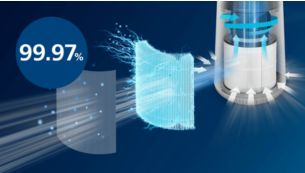 Filtre 99,97&nbsp;% des particules mesurant jusqu'&agrave; 0,003&nbsp;micron (1)