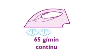 Jet de abur puternic şi constant, de până la 65 g/min