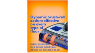 Rotating brush sweeps up the dirt