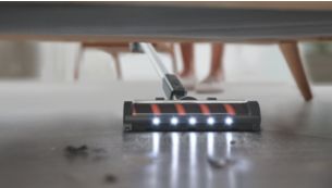LED-munstycke avslöjar dolt damm och vägleder varje rörelse.