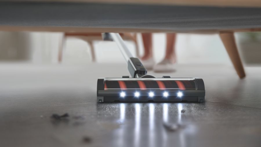 LED nozzle exposes hidden dust, guiding every move.