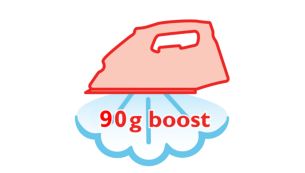 Semburan uap hingga 90 g/mnt untuk kusut paling membandel