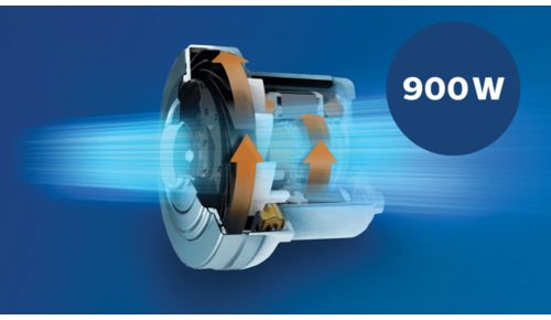 900 W motor voor grote zuigkracht
