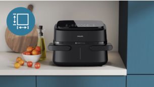 Design ergonomico salvaspazio per muovere facilmente il cestello.